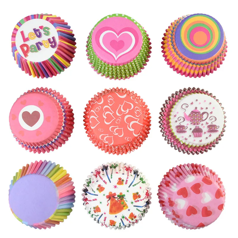 100 Stücke Muffin Kuchen Verpackung Tassen Papier Event Party DIY Küche Backen Kuchen Platz Form Cupcake Kuchen Dessert Ölbeständige Box 7 cm – Detail 5