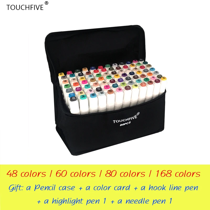 Touchfive маркеры 60/80 цветов кисть для эскиза набор ручек двойная головка масляная спиртовая основа маркер ручка для художника Рисование манга анимация