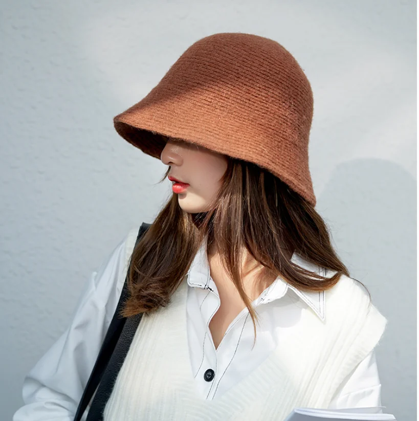 2020 New Fashion Solid Wool Hat Bucket 