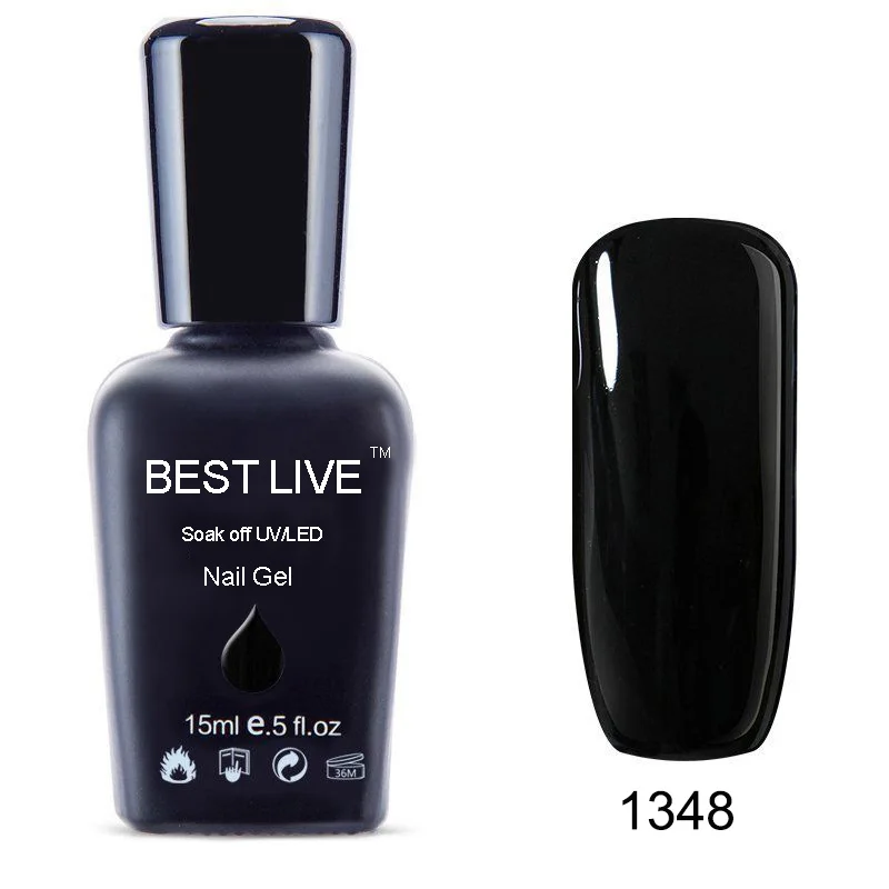 1348 Black 15 мл Блестящий УФ-набор гель-лаков для ногтей для маникюра Полупостоянный УФ светодиодный Гель-лак впитывающий лак для ногтей Гель-лак для ногтей - Цвет: 1348 Black