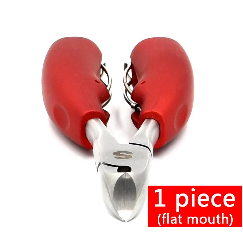 flat mouth (1 piece) Профессиональные красные кусачки для ногтей для вросших толстых ногтей, набор кусачек для маникюра и педикюра, кусачки для кутикулы - Цвет: flat mouth (1 piece)