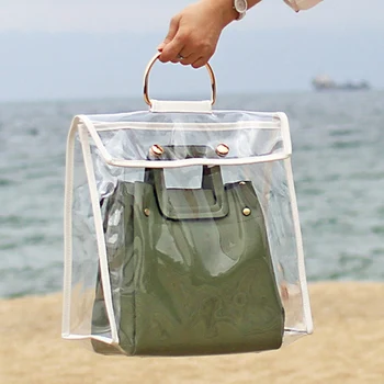 

Clear Dust-proof Bag Case Organizer Woman Transparent Handbag Protector Holder For Travel Beach Bolsa Feminina