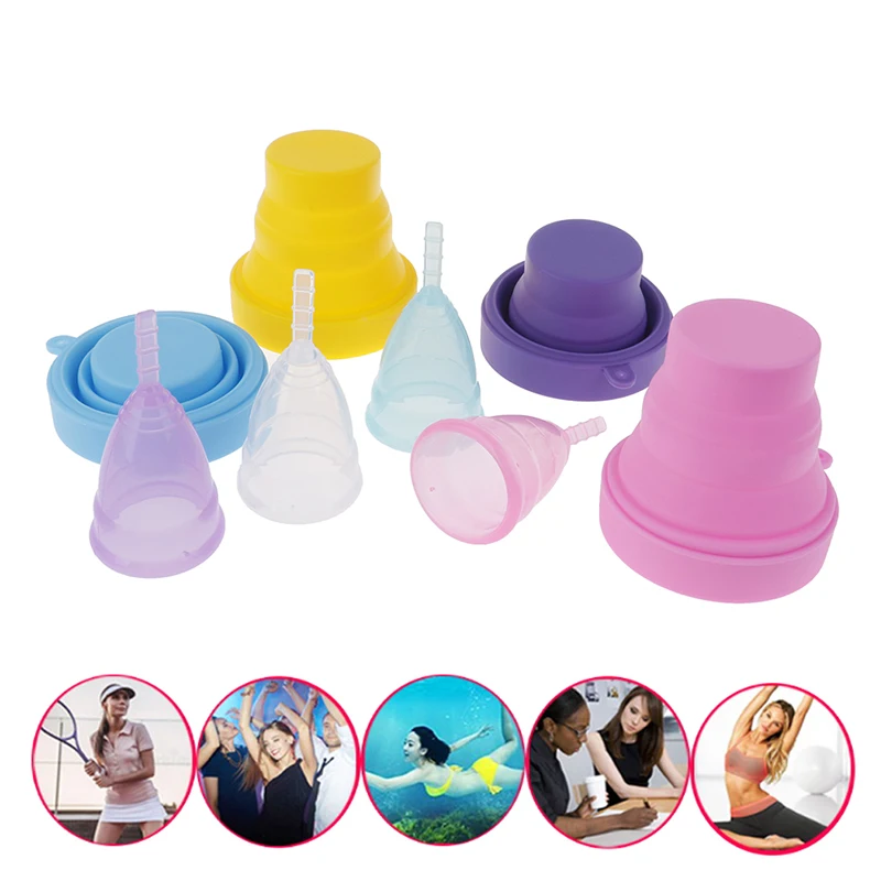 3pcs/set Silicone Menstrual Cup Grade Reusable Lady Cup Sterilizing Women Menstrual Period Cup Feminine Hygiene Products