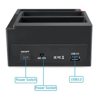 

USB 3.0 To 2 SATA 1 IDE HDD Hard Disk Docking Station USB3.0 M2 TF Card Slot Hub Reader