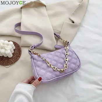 

Lattice Pattern PU Leather Crossbody Bag Women Chain Pure Color Shoulder Handbag Fashion Exquisite Shopping Bag