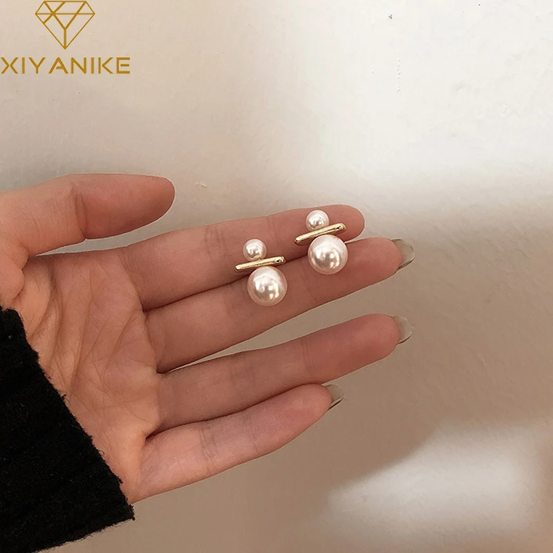 Серьги XIYANIKE в Форме Круглых жемчужных шариков золотого цвета женские элегантные