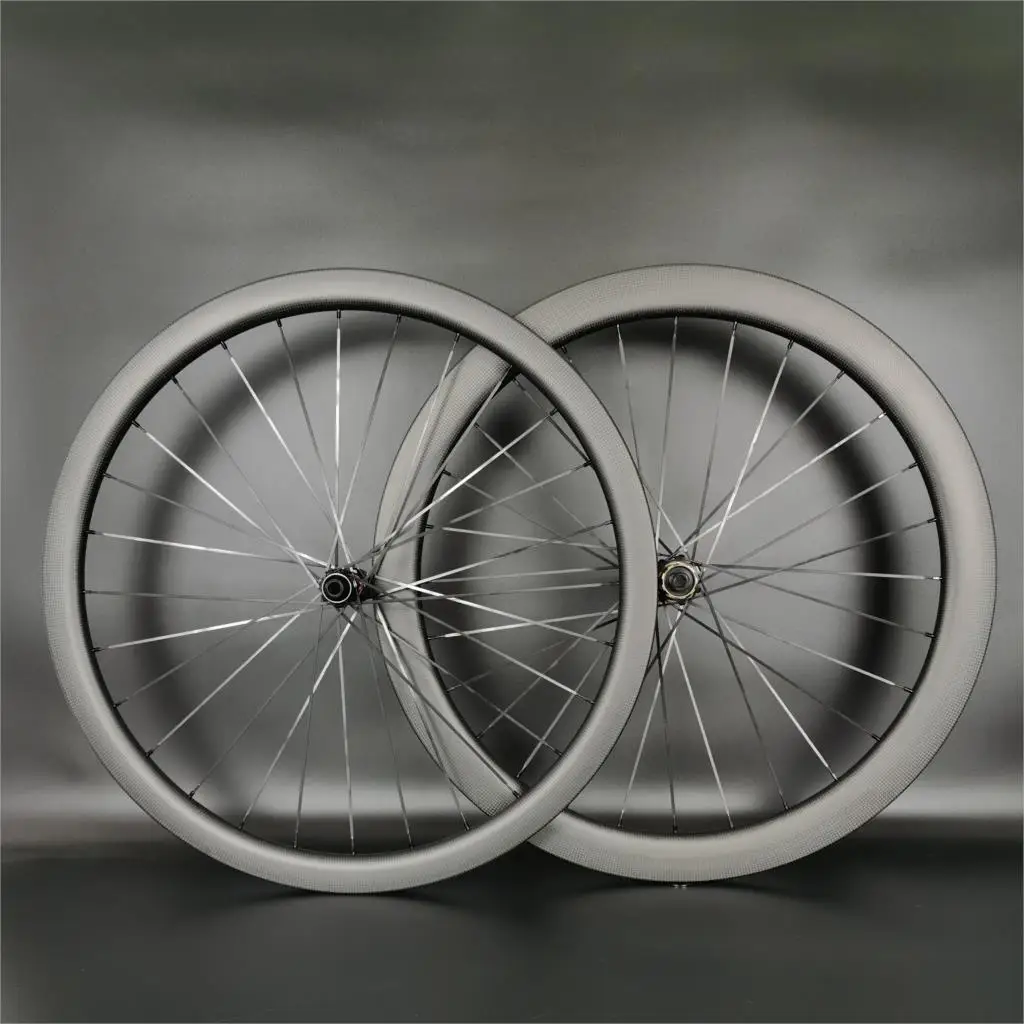 700C Road disc brake carbon wheels front 38mm rear 50mm depth 25mm width clincher/tubular carbon wheelset with 3k matte finish