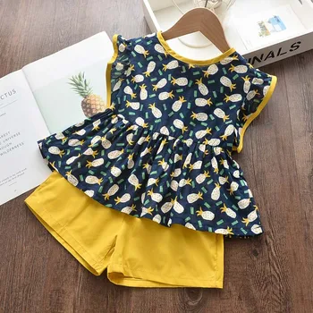 

Children's Sets 2020 New Summer Girls Fruits Print Clothing Fashion Pineapple T-Shirt and Pants Cute Kids Sweet Girl Outfit 2 6Y
