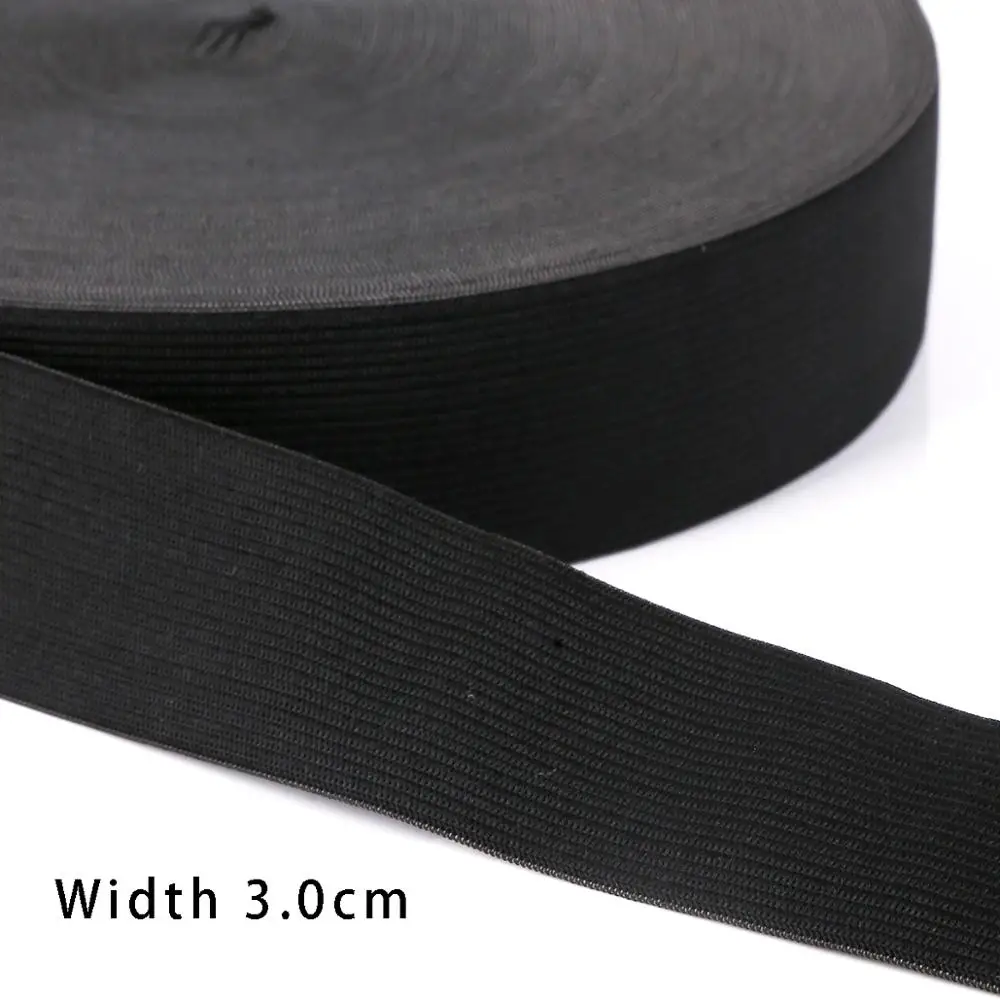 Black and White Elastic Nylon Webbing for Clothing and Sewing Accessories - 5 Yards