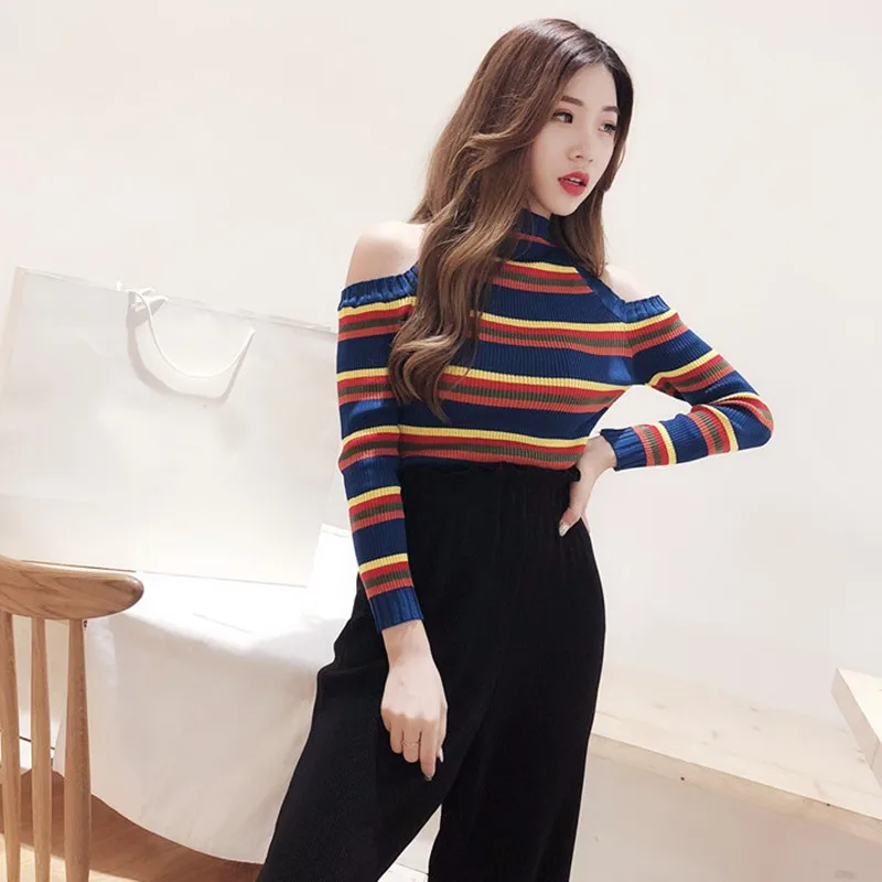 sweater Sexy Women Sweater Winter off-shoulder Sweater Female Knitted Women Sweater Pullover Female Tricot High collar Femme