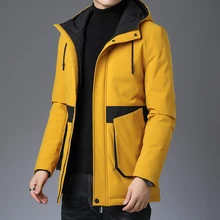 Первоклассная Новинка, зимний модный брендовый пуховик на утином пуху, мужская уличная куртка с капюшоном, пуховое пальто, длинная теплая мужская одежда