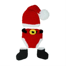 Вязаная шапка для новорожденных мальчиков и девочек, рождественские штаны, наряды Санта, костюм для фотосессии