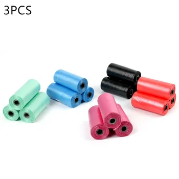 

3PCS Pet Supply 1Rolls 15pcs Cat Dog Poop Bags Outdoor Home Clean Refill Garbage Bag Pet Supplies