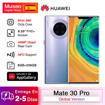 Перейти на Алиэкспресс и купить Глобальная версия HUAWEI Mate 30 Pro мобильных телефонов Kirin 990 8 Гб 256 6,53 ''40MP тройной камеры смартфона 4500 мА/ч, 40 Вт Супер заряда