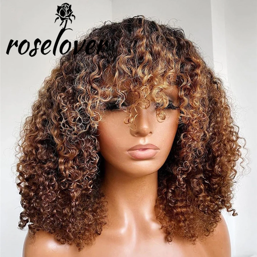 Парик Roselover 13*4 с фронтальной сеткой парики из человеческих волос челкой