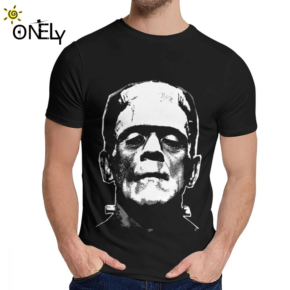 

Man's T-shirt Frankenstein Horror Movie Film Natural Cotton Graphic Classic Round Neck Retro Short Sleeve