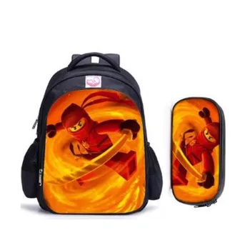 

16 Inch High Quality ninja Cartoon Backpack Kids Schoolbags Cool Children Student Boy School Bag lego Mochilas