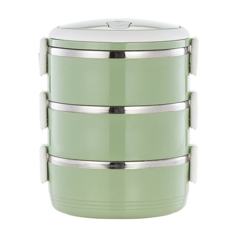 3 layer light green Портативный контейнер Bento для обеда коробка из нержавеющей изоляции Ланчбокс детское питание термический контейнер для пикника герметичный чехол контейнер для закусок - Цвет: 3 layer light green