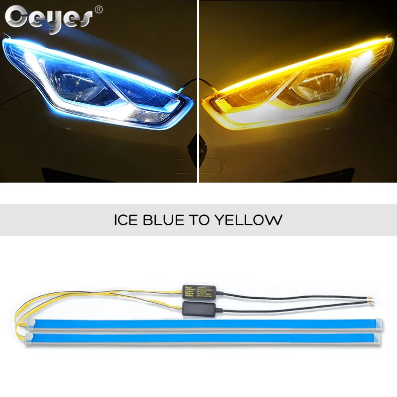 Ice Blue To Yellow Ceyes 2 шт. Led DRL дневные ходовые огни сигнал поворота DRL светодиодные полосы автомобильные аксессуары тормозные боковые фары для авто - Цвет: Ice Blue To Yellow