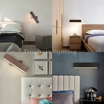 

Bedroom Reading LED Wall Lamp Adjustable Bedside Sitting Room Foyer Rotatable LED Wall Sconce Modern Simple Black Coffee Brown