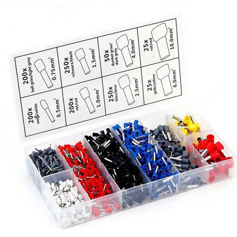 

Hot Sale 1200Pcs Wire Terminal Crimp Connector Insulated Uninsulated Wire End Ferrules
