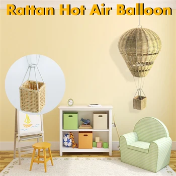 

Nordic Style Rattan Weaven Hot Air Balloon Craft Wall Hanging Decor Handmade Kids Room Children Decoration Kindergarten Bedroom