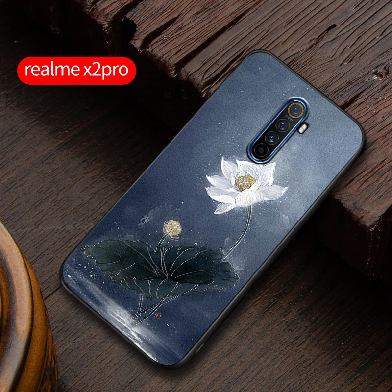 realmeX2 Embossed vintage East Asian Chinese Japanese style case For realme X2 X2 PRO Snow Mountain Decree Crane cover - Цвет: 13 X2 PRO