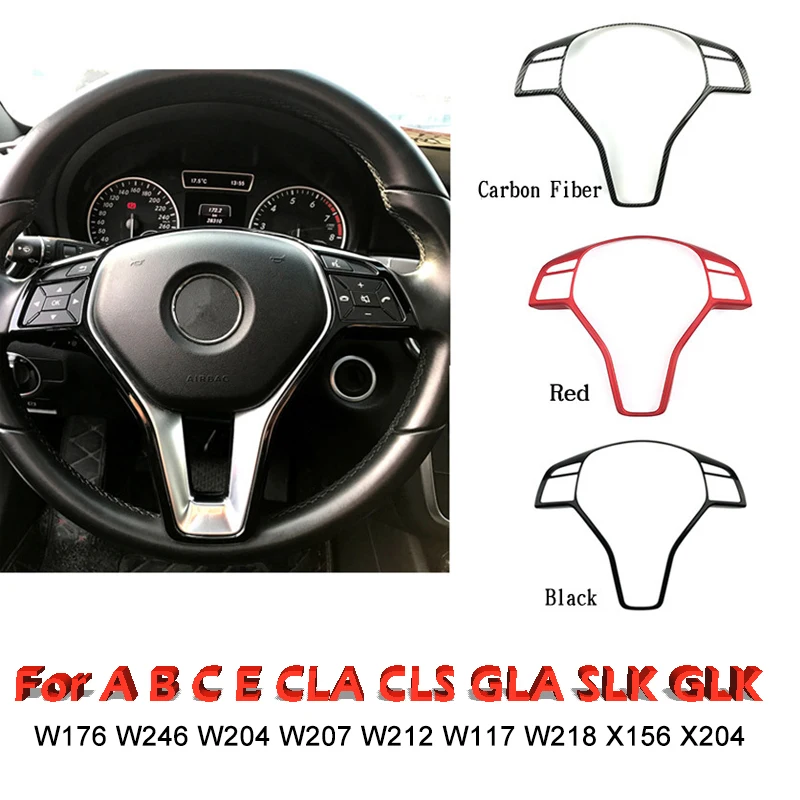 Glossy Black Car Steering Wheel Frame Trim Cover For Mercedes Benz A B C E CLA CLS GLA GLK Class W176 W246 W204 W207 W212 W117 W218 X156 X204