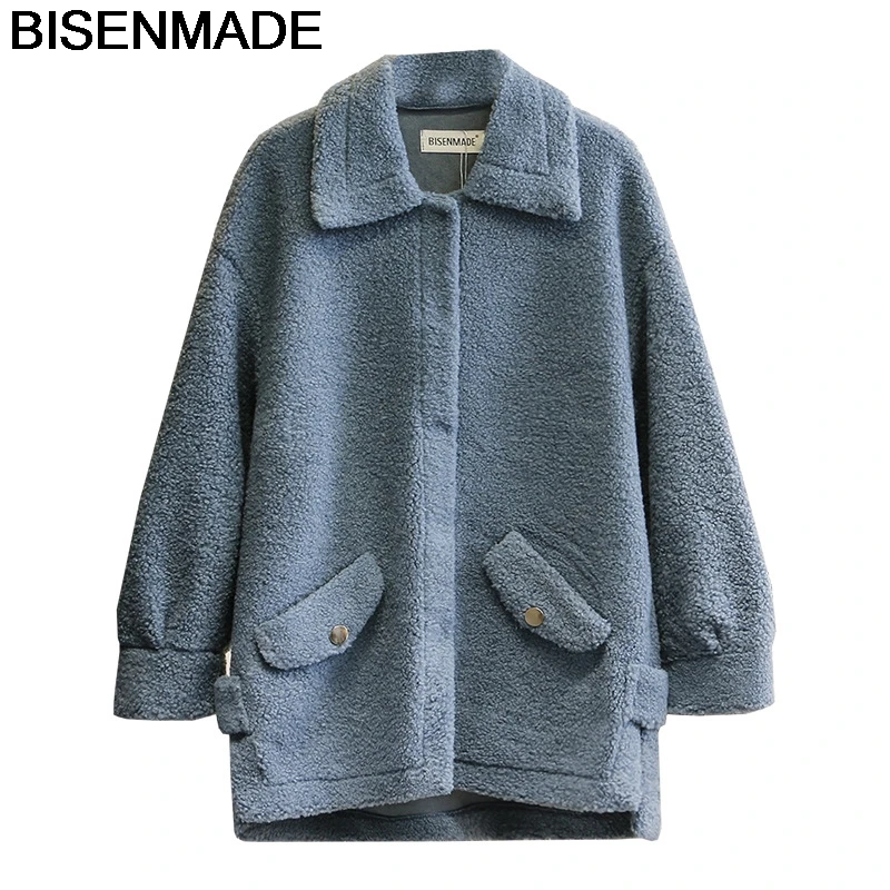 

BISENMADE Oversize Women's Parkas Winter Warm New Style 2020 Sheep Shearing Fleece Asymmetry Coat Jacket