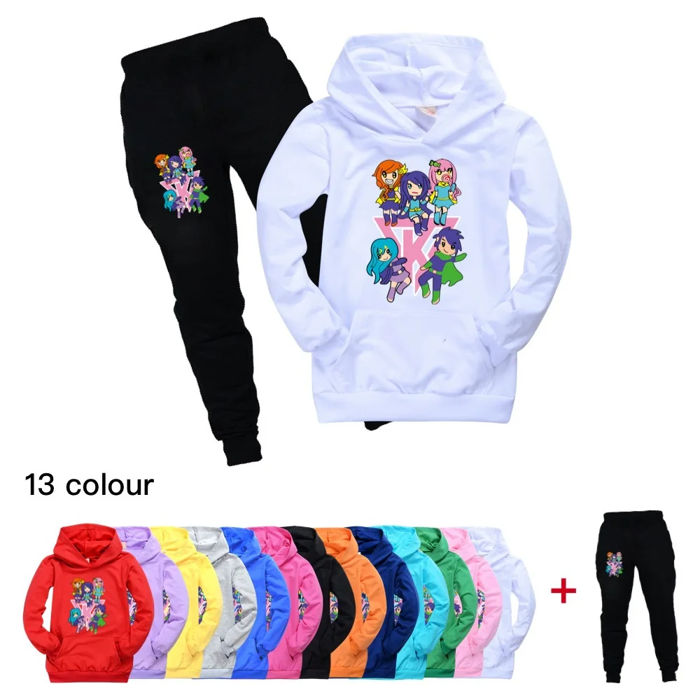 Funneh Cartoon The Krew Girl Frenzy Cake Youtube Game Long Sleeve T Shirt + Pans Toddler Boy Clothes Girls Fall Costume | Детская одежда