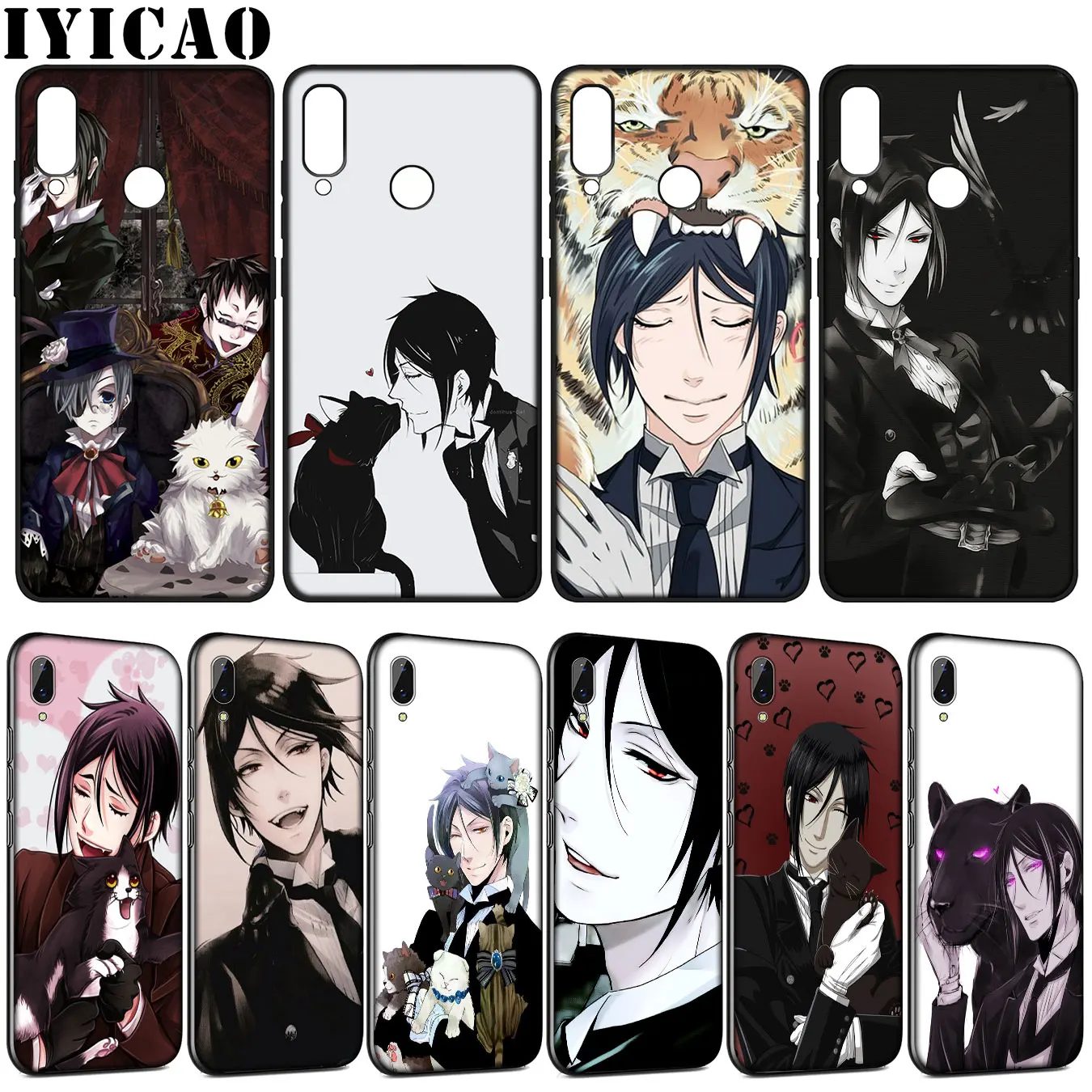 IYICAO Anime Black Butler and a cat Soft Silicone Case for Huawei Y9 Y7 Y6 Prime 2019 Honor 20 10 9 9X 8C 8X 8 Lite 7C 7X 7A Pro | Мобильные