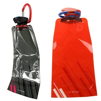 

6Pcs 700 ML Foldable Reusable Water Bag Drink Bottle Free BPA Bicycle Bottle Black & Red