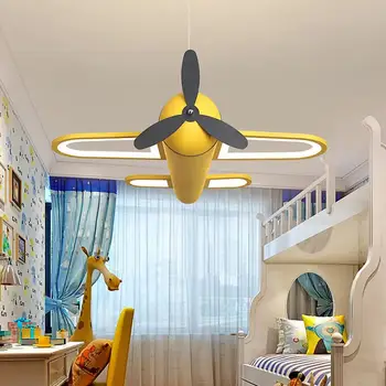 

Hot Modern led chandeliers light airplane blue yellow lights for children room kids baby boys lighting home chandelier lamp