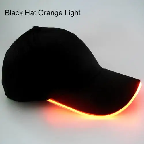 Модная унисекс, однотонный светодиодный светящийся бейсбольный головной убор для рождественской вечеринки, фуражка, регулируемые спортивные кепки, летние женские мужские шапки - Цвет: Black Orange Light