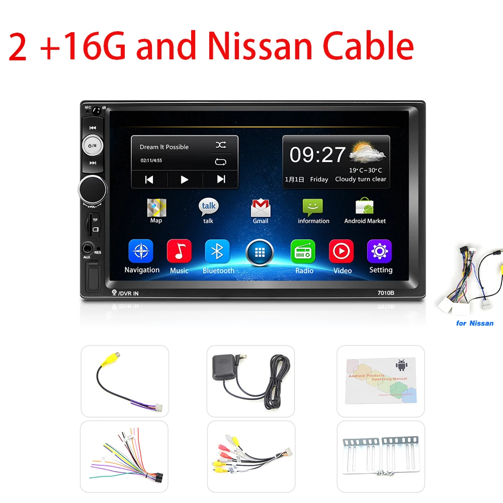2 16 G Nissan Cable Camecho Android 8,1 2Din Автомобиль Радио 7 ''HD 1080P автомобильная стереосистема радио Универсальный gps Bluetooth WI-FI FM Авто Радио Suppport сзади Камера - Цвет: 2 16 G Nissan Cable