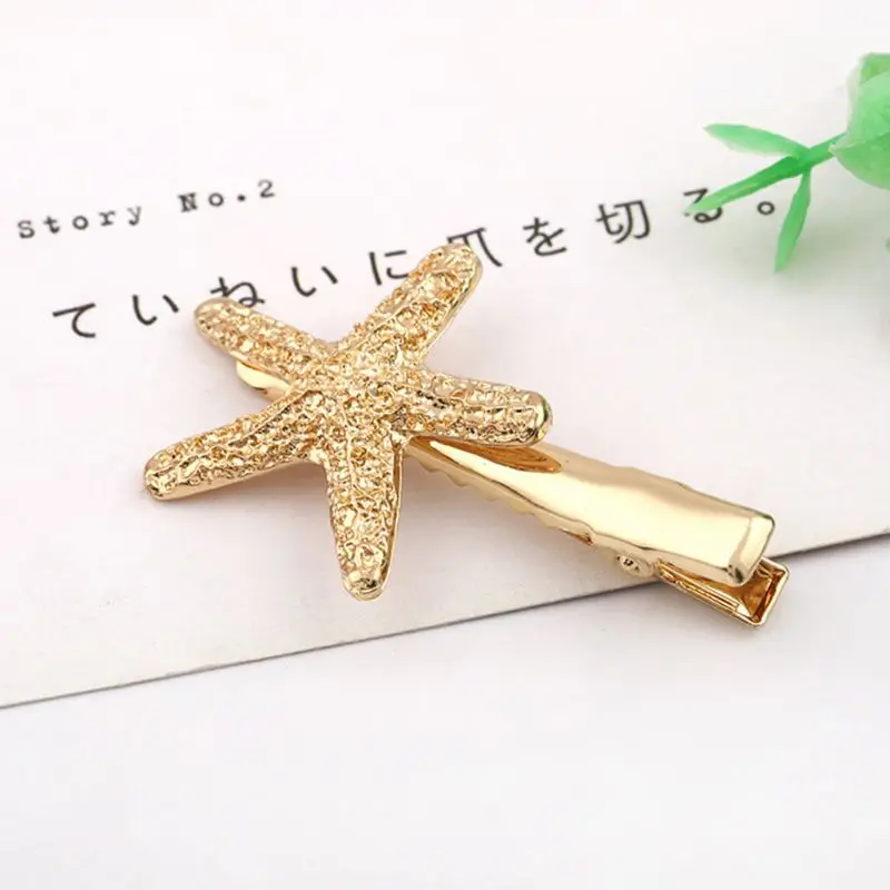 Korean Style Cute Small Starfish Shape Duckbill Hair Clip Women Glitter Metallic Textured Hairpin Delicate Cute 5