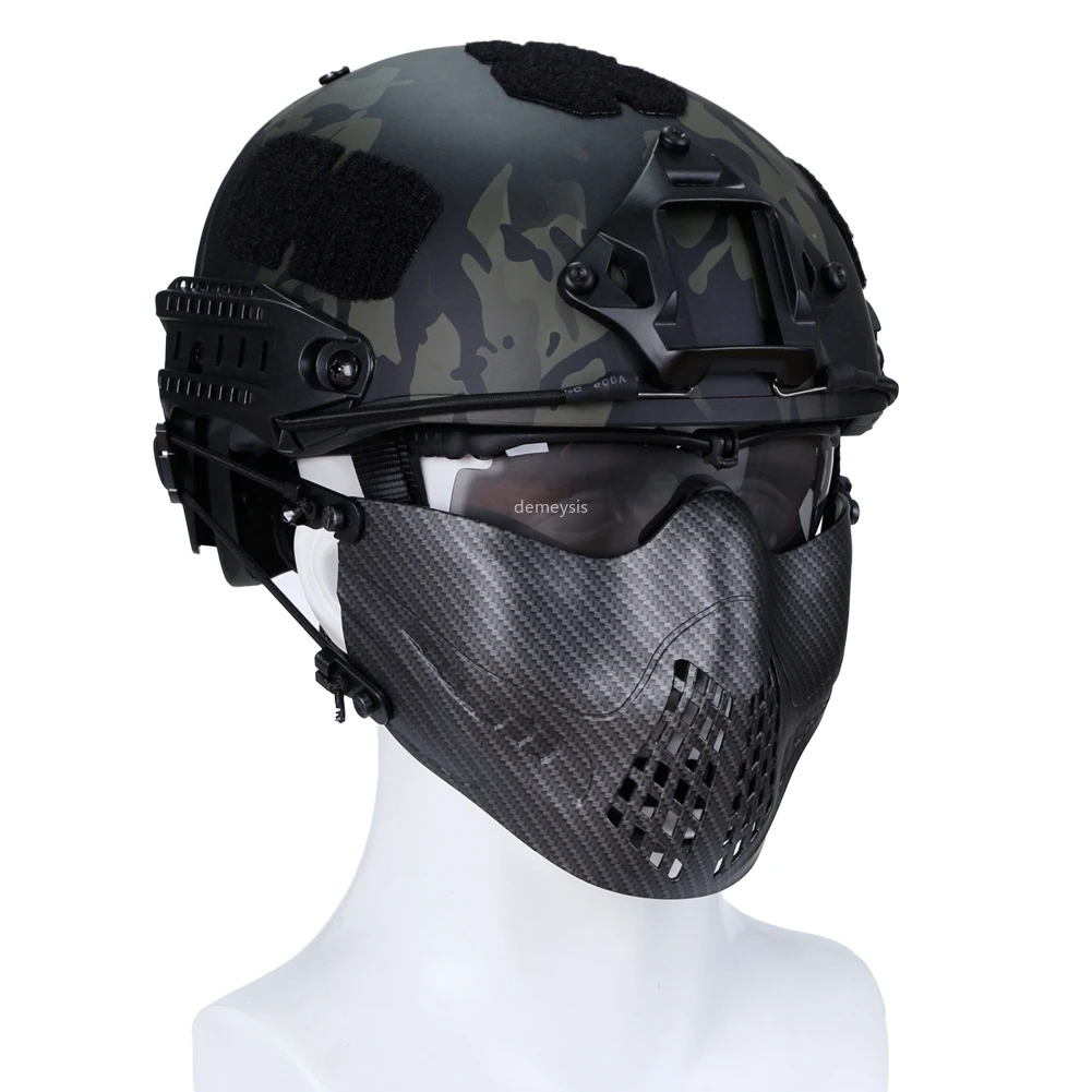 Комфортная Регулируемая тактическая маска Miltiary армейская Боевая полумаска для лица охотничьи страйкбольные пейнтбольные маски