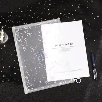 

JIANWU 2pcs/set Creative simplicity Side-pulling bag Gilding Zipper bag file folder a4 paper kawaii School supplies
