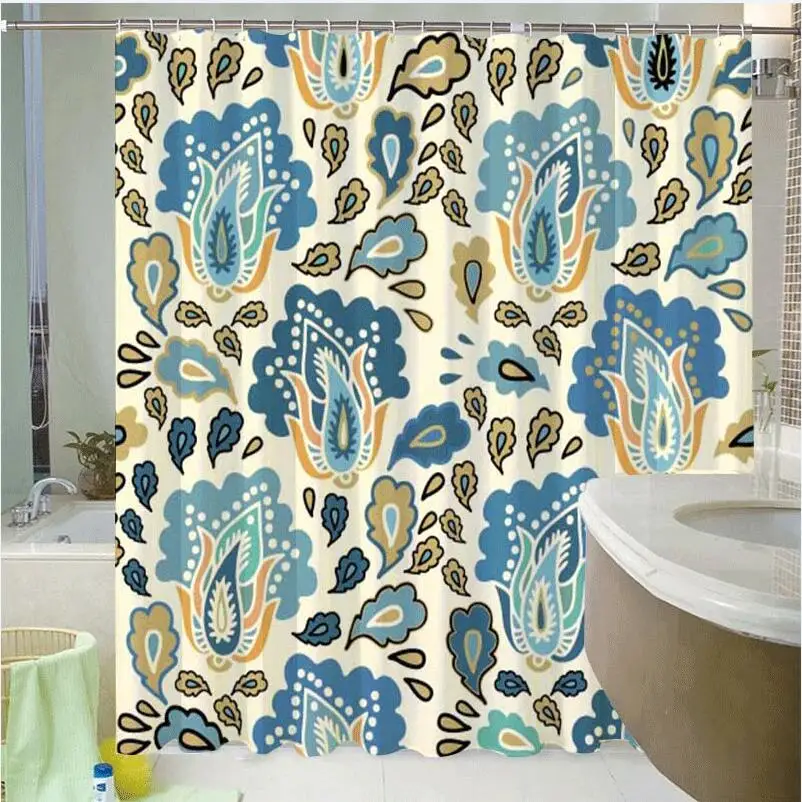 Floral Printed Shower Curtain Bathroom Accessories Waterproof
