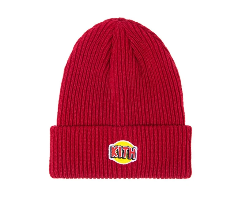 KITH Box с логотипом, зимние шапки бини для мужчин и женщин, женские Акриловые шапки с манжетами и черепами, вязаные хип-хоп Harajuku повседневные Шапки для улицы - Цвет: Красный