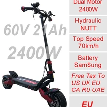 Новейшая модель; Нулевой 10X скутер 10 дюймов двойной двигатель высокое Скорость электрический скутер 60V 2400 Вт внедорожный е-скутер способный ...