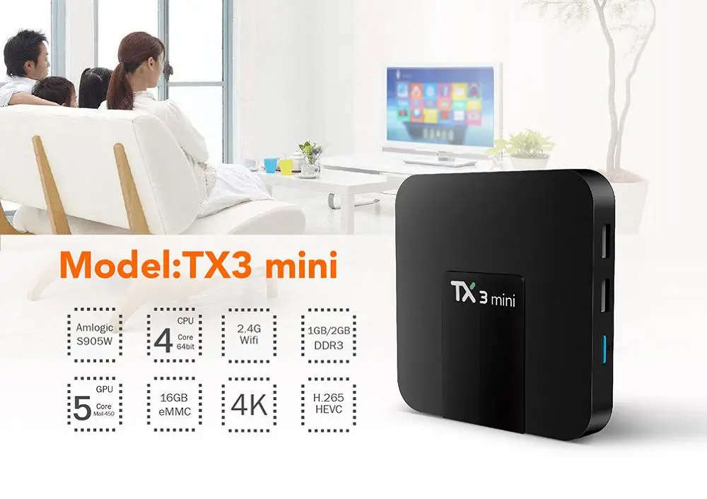 HiMISS 1 шт. TX3 Мини Android 7,1 Смарт ТВ коробка Amlogic S905W четырехъядерный телеприставка H.265 4K WiFi медиаплеер - Color: 2GB 16GB AU plug