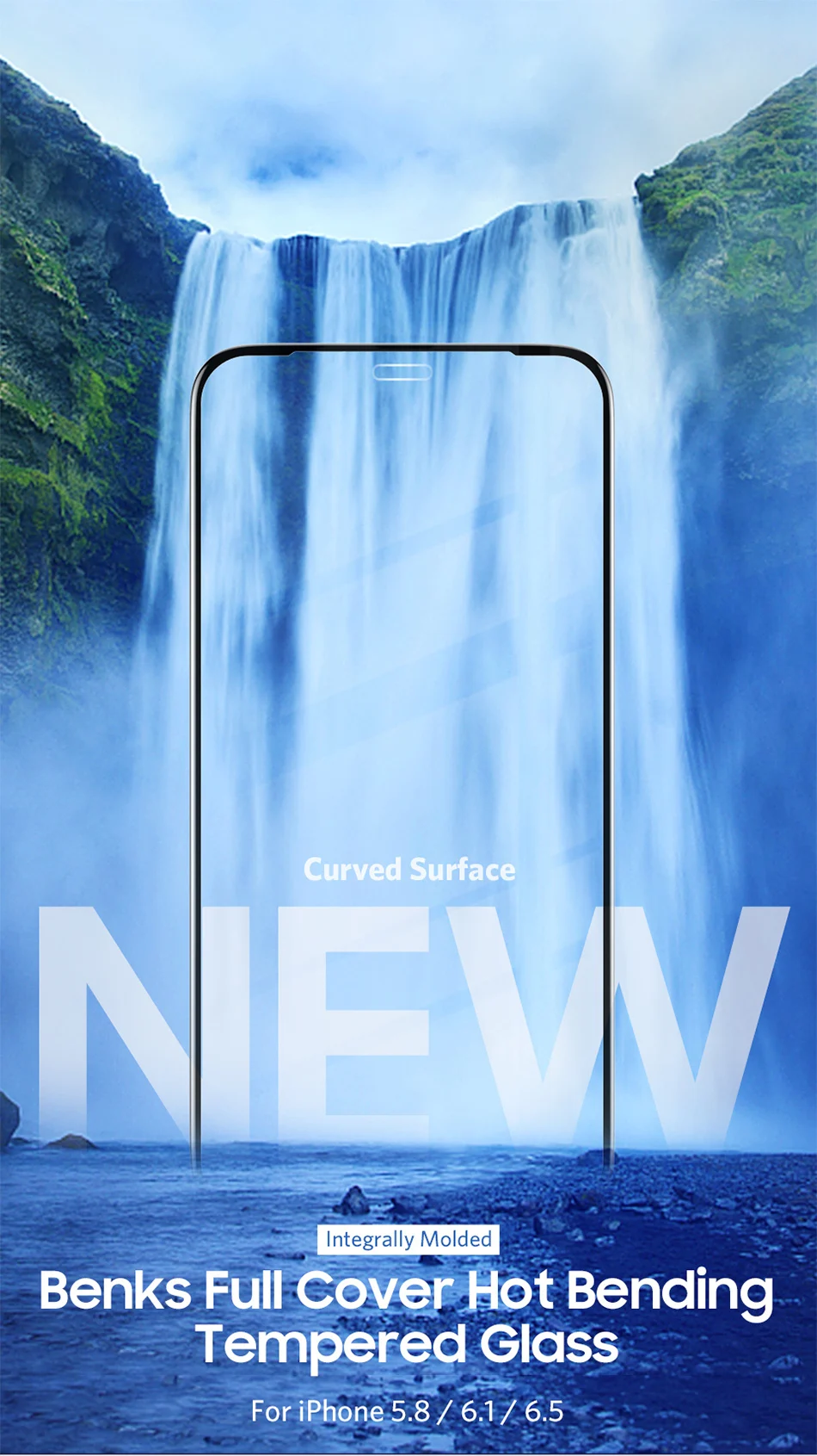 Benks 0.3mm Full Cover Tempered Glass For iPhone XS 5.8'' XS MAX 6.5'' XR 6.1 HD Screen Protector Anti Blu Ray Glass Front Film (1)