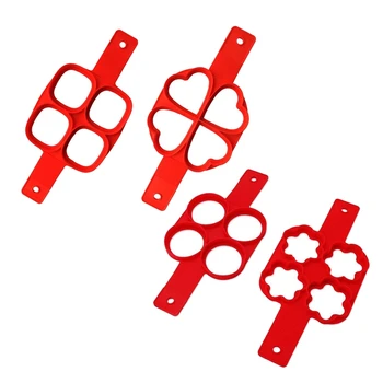 

Flip Cooker Pancakes Mold,4-Pack Nonstick Silicone Pancake Mold,Breakfast Pancake Shaper-Round+Heart Shape+Flower+Square