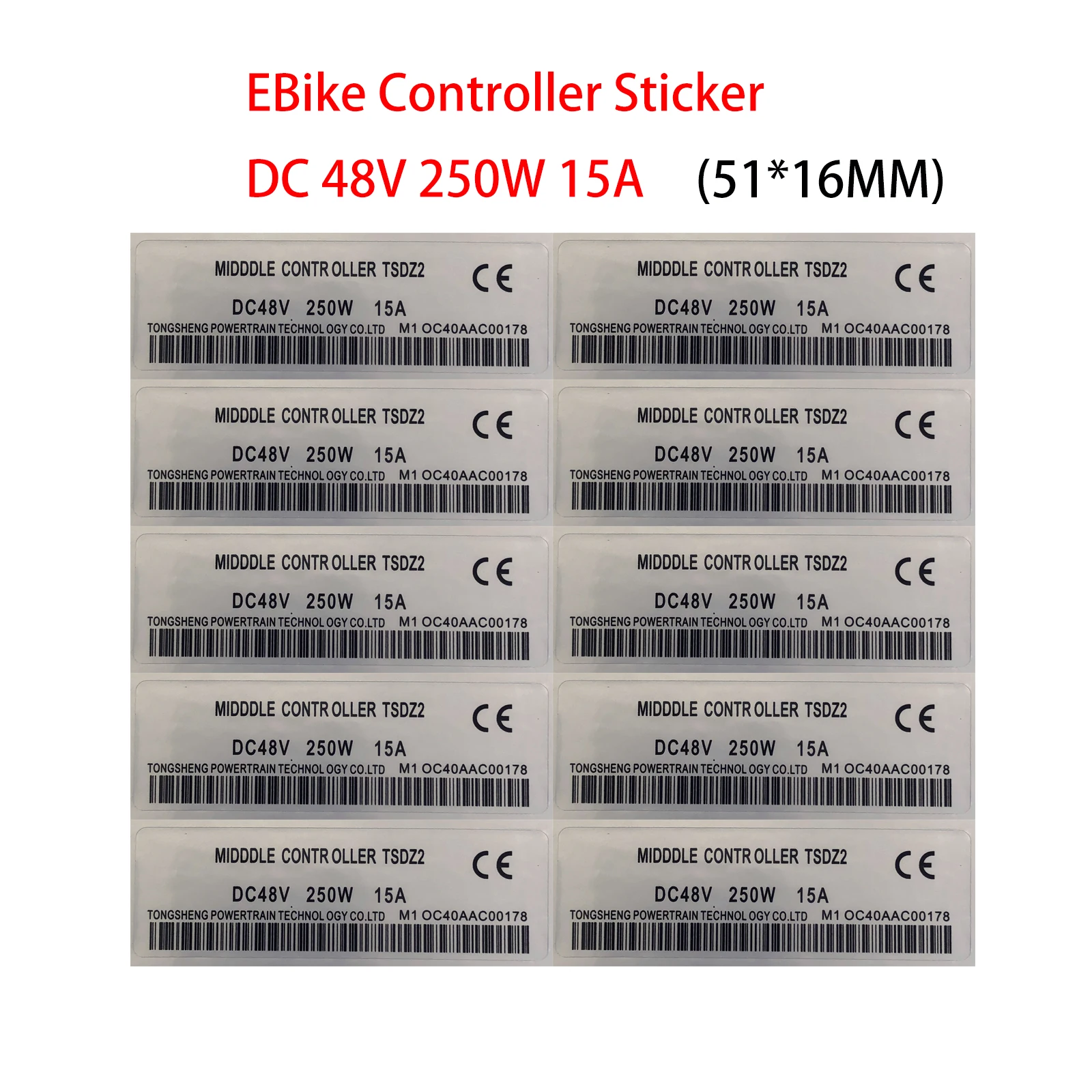 2x eBike sticker decal 250W 'road legal' for Tongsheng TSDZ2 48V electric motor 