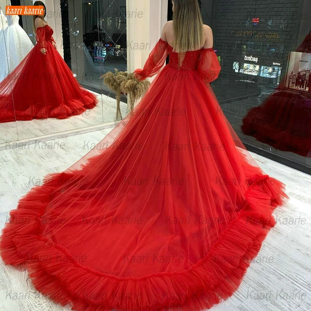 Shades of Red Light, Dark or Ombre Red Sparkle Ball Gown Wedding Dress With  Glitter Tulle and Train Various Styles - Etsy Norway