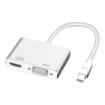 

Mini DP to VGA+HDMI Dual-Mode Conversion Adapter 2 in 1 4K HD Converter for MINI DP/Thunderbolt Interface