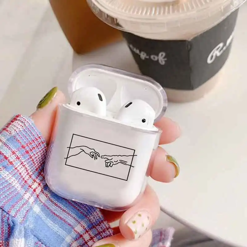 Карамельный чехол для наушников Airpods 1 2 Чехол Мона Лиза художественный Рисунок Давид линий Твердый чехол Coque Fundas для Airpods чехол