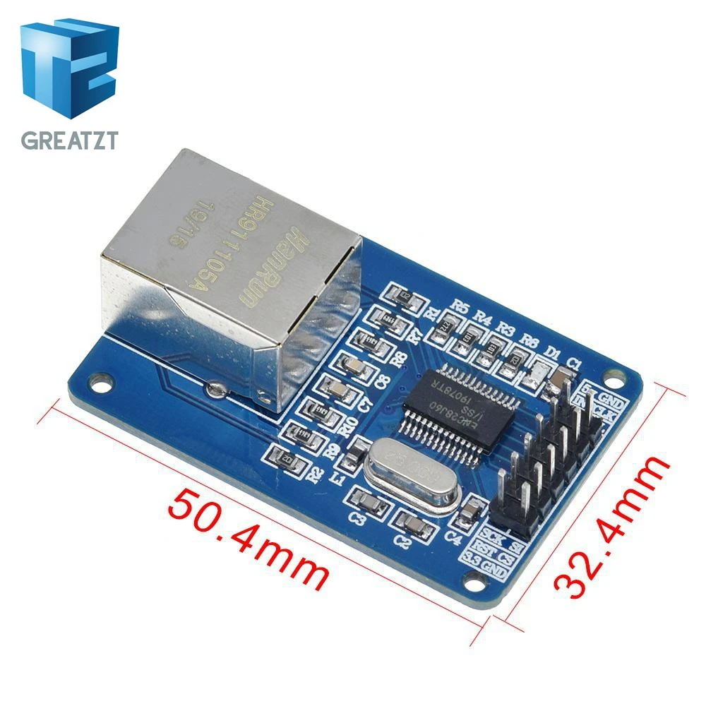 GREATZT ENC28J60/ENC28J60(мини версия) LAN Ethernet сетевой модуль 25 МГц кристалл AVR 51 LPC STM32 3,3 В