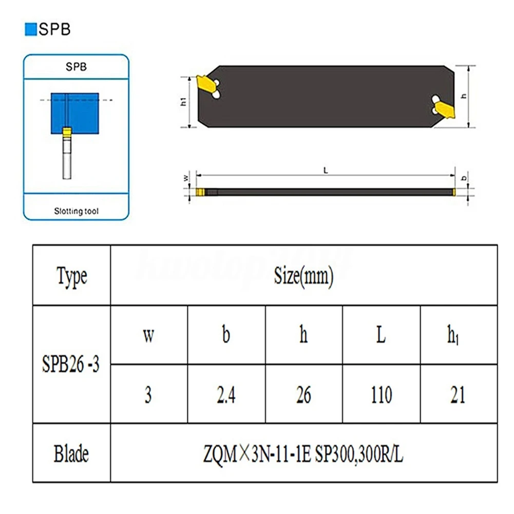 

SPB26-3 Cut-Off Blade Positive Stop Set 10 Pc GTN-3 SP300 Insert Tool Holder